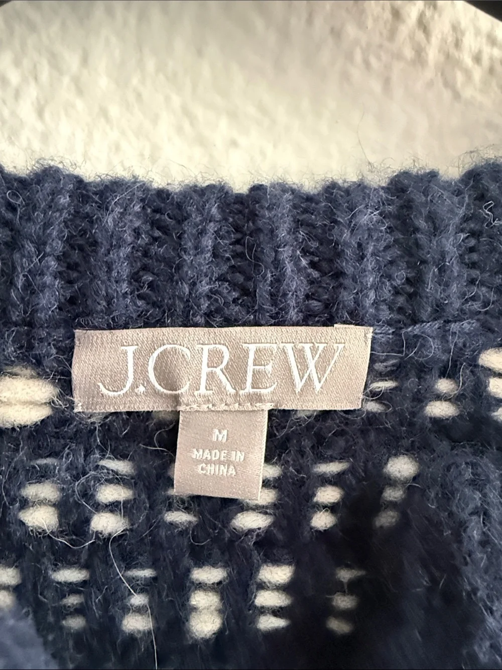 J. Crew Navy and White Textured Knit Cardigan with Gold Buttons